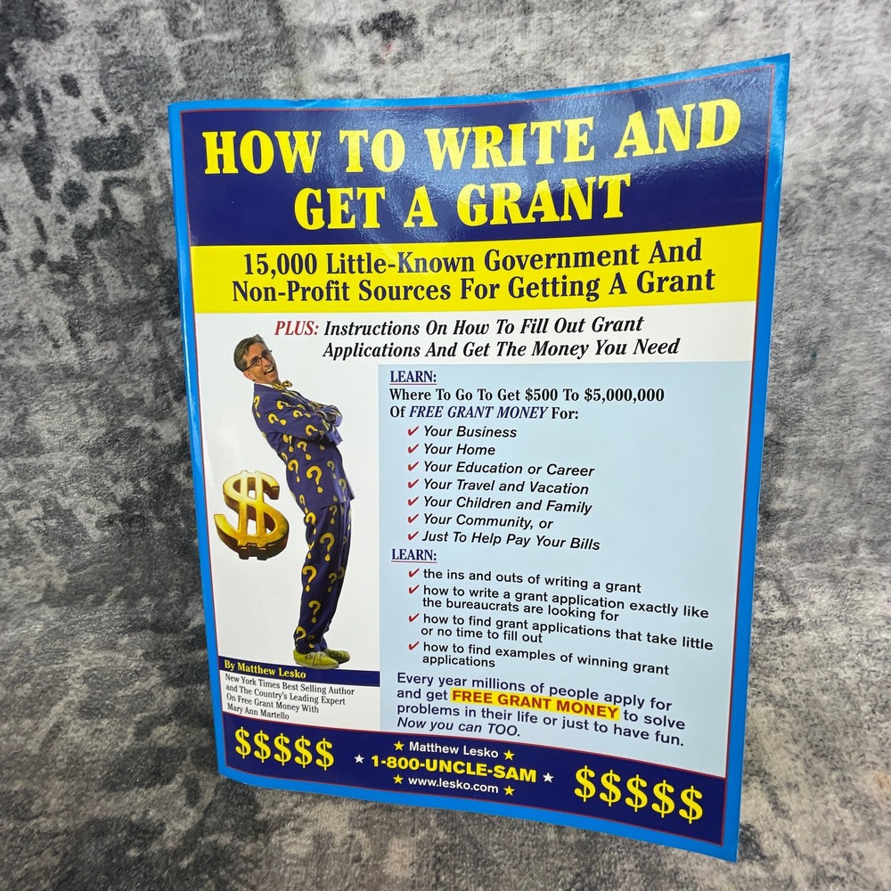 How To Write And Get A Grant Matthew Lesko OS 2001 Reference Book - Picture 1 of 6